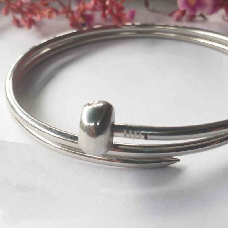 GELANG MONEL TITANIUM PRIA WANITA STAINLEES STELL BAJA PUTIH TERLARIS