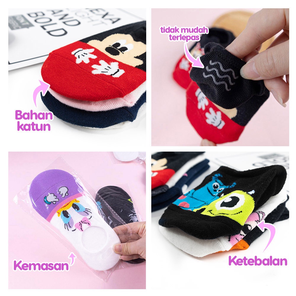 DISNEY - Kaos Kaki Pendek Invisible Setelapak Kaki/ Kaos Kaki Tumit Dewasa Wanita