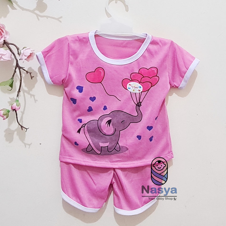 [J-014]  Setelan baju Bayi Perempuan Lucu - motif lucu (3-6 bulan)