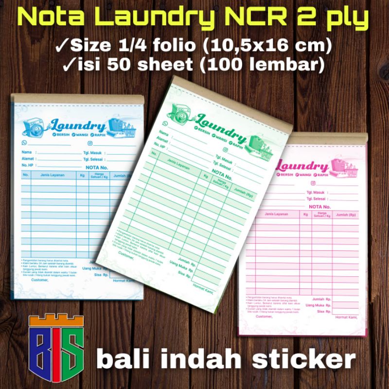 

NOTA LAUNDRY 1/4 FOLIO NCR 2 PLY