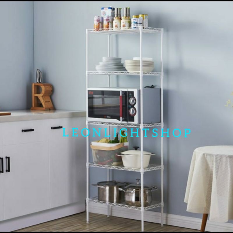 KRISBOW RAK BESI 3-5 TINGKAT PUTIH/ACE HOUSEHOLD WIRESHELVING 5 TIER/ACE RAK BESI DAPUR MICROWAVE