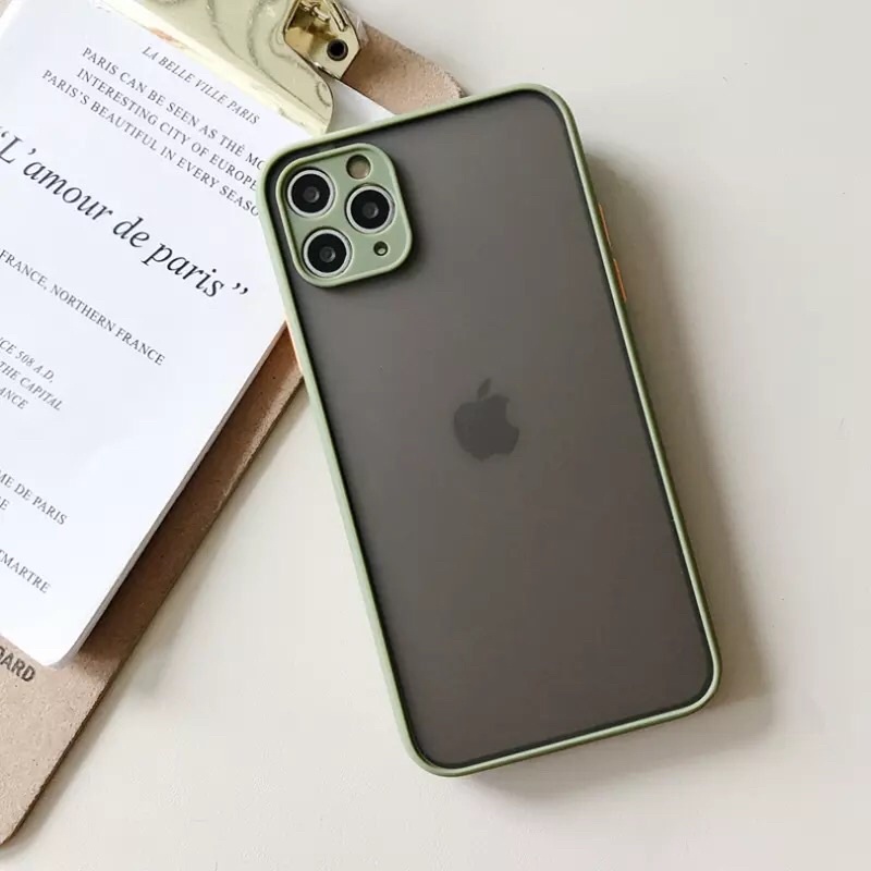 IPHONE 6 6G 6S 6+ 6S+ 7 7+ 8 8+ PLUS X XS MAX XR 11 11 PRO 11 PRO MAX Case Matte Bumper Candy Hybrid Soft Hard Frosted Casing-HIJAU ARMY