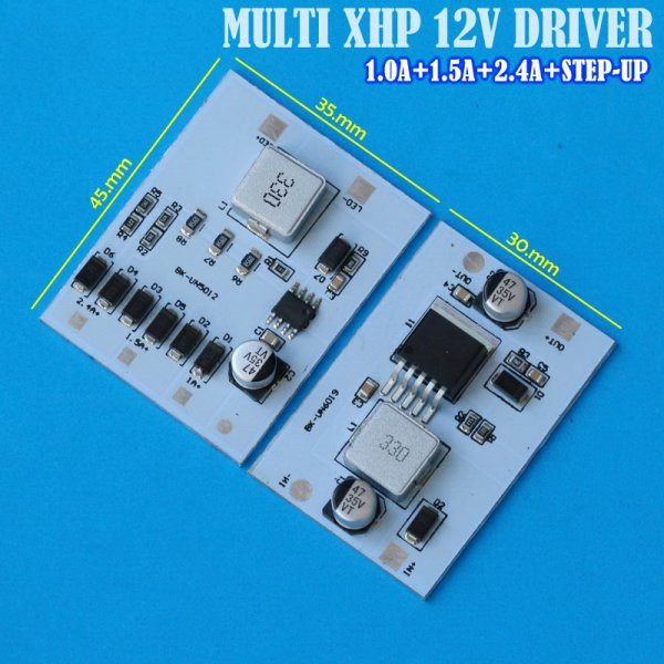 Driver Led MULTI 2.4A 1.5A 1.0A CREE 12V XHP DRIVER IN.12V-24V +STEP UP DRIVER