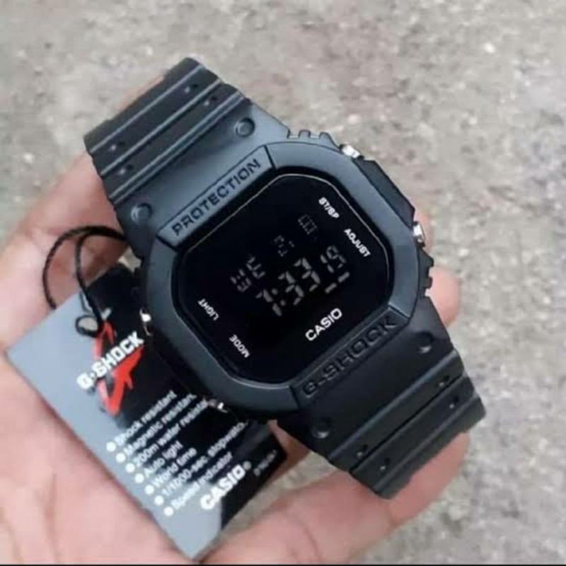 PROMO MURAH !!! G-Shock DW5600 GLS5600 Full black Hitam digital , Jam tangan pria ANTI AIR