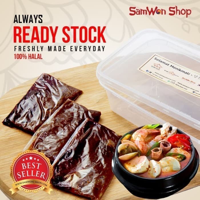 

Instan-Masak-Bumbu- Bundling 2 Pcs - Bumbu Sundubu Jjiggae Fresh Samwon Makanan Korea -Bumbu-Masak-