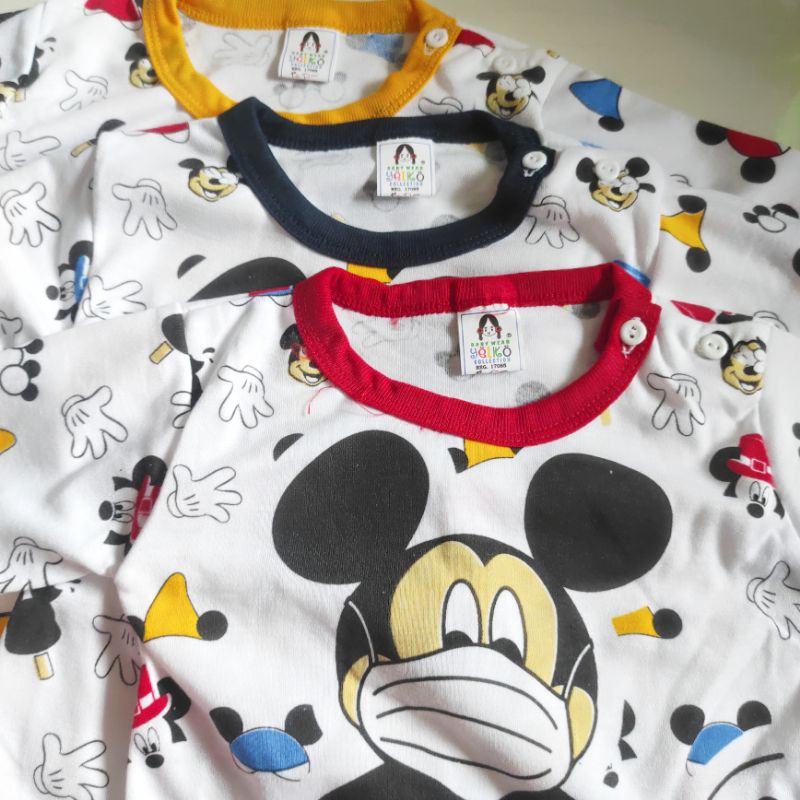 YEIKO MICKEY setelan baju tidur celana panjang kancing bahu anak bayi 1 2 tahun