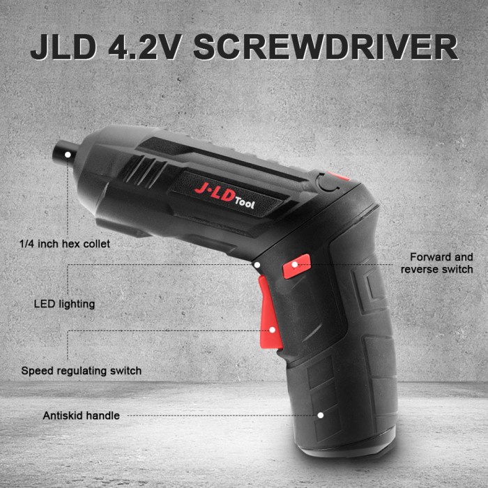 Mesin Bor obeng screwdriver JLD 4.2V set bor cordless. obeng scrub