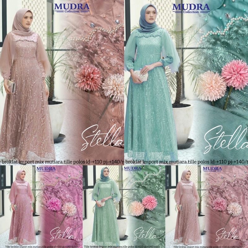 GAMIS TERBARU STELLA BRUKAT ORI BY MUDRA HIJAB