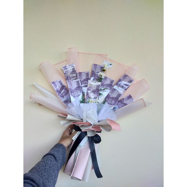 (Bisa COD) Buket uang pecahan 10rb/20rb, buket uang asli, buket uang murah untuk kado wisuda