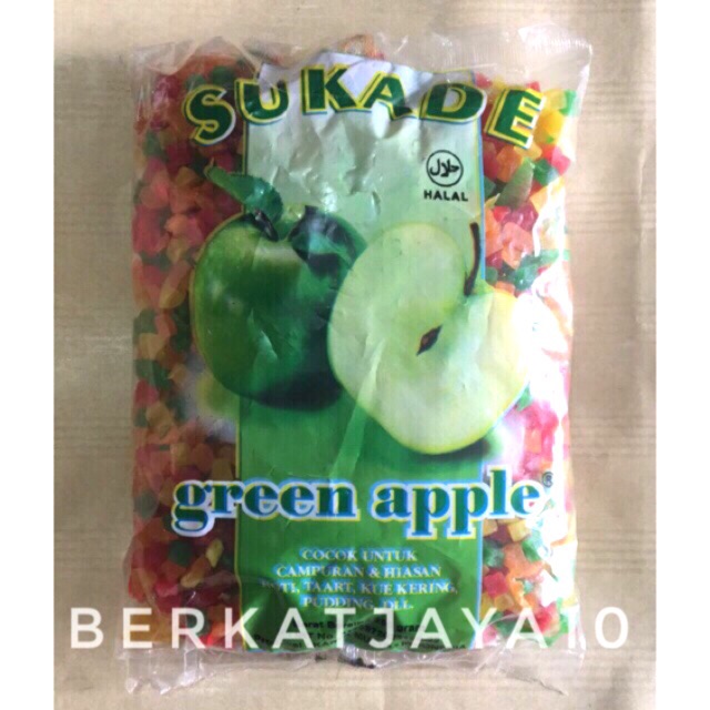 SUKADE Manisan Pepaya Warna CAMPUR / MIX Cap Green Apple Kemasan REPACK 250 Gram