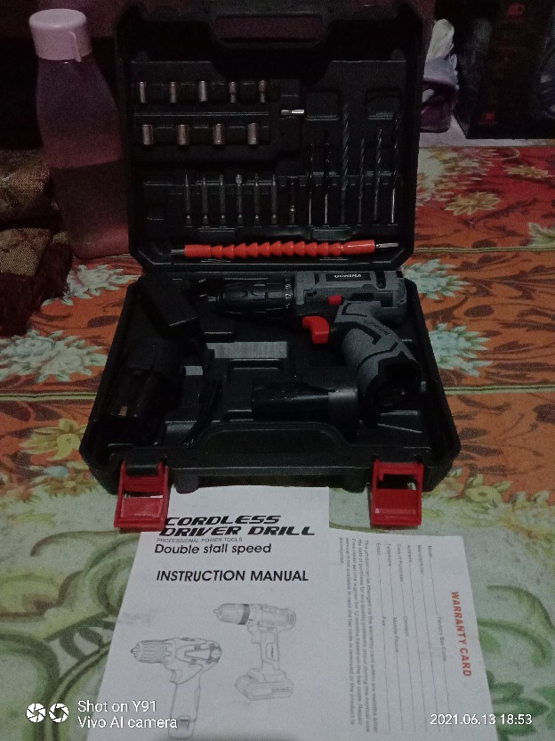 20vf Uchiha Mesin Bor Baterai Drill Cordless Tembok Besi Kayu