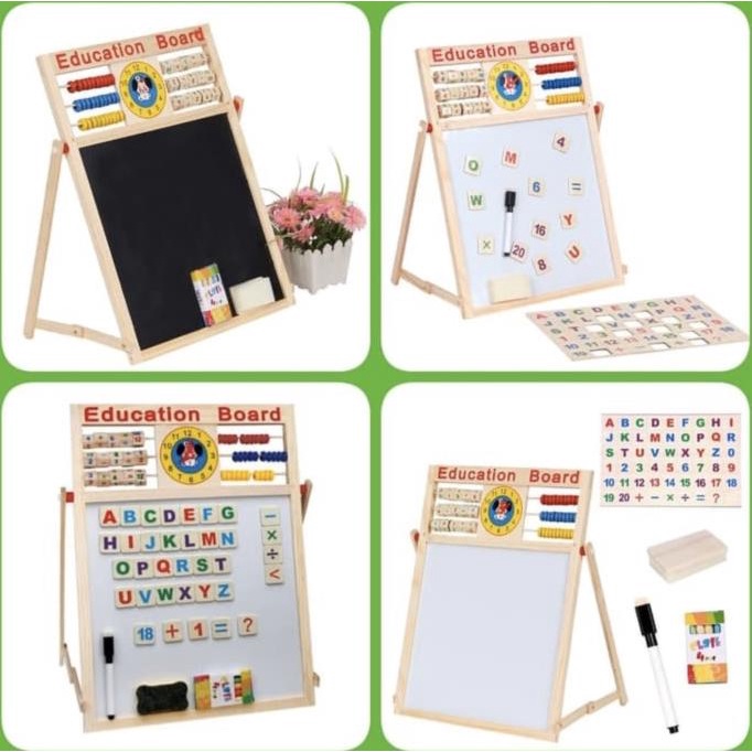 

Papan Tulis Magnet White Black Board 2 Sisi 3in1 Edukasi Anak Pintar