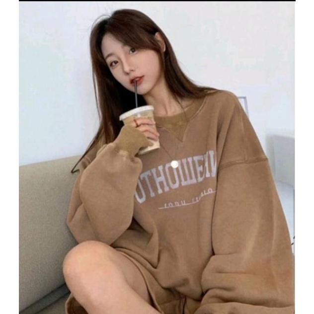 OTHOWEHNE SWEATER SWITER SWETER OVERSIZE CREWNECK PRIA WANITA