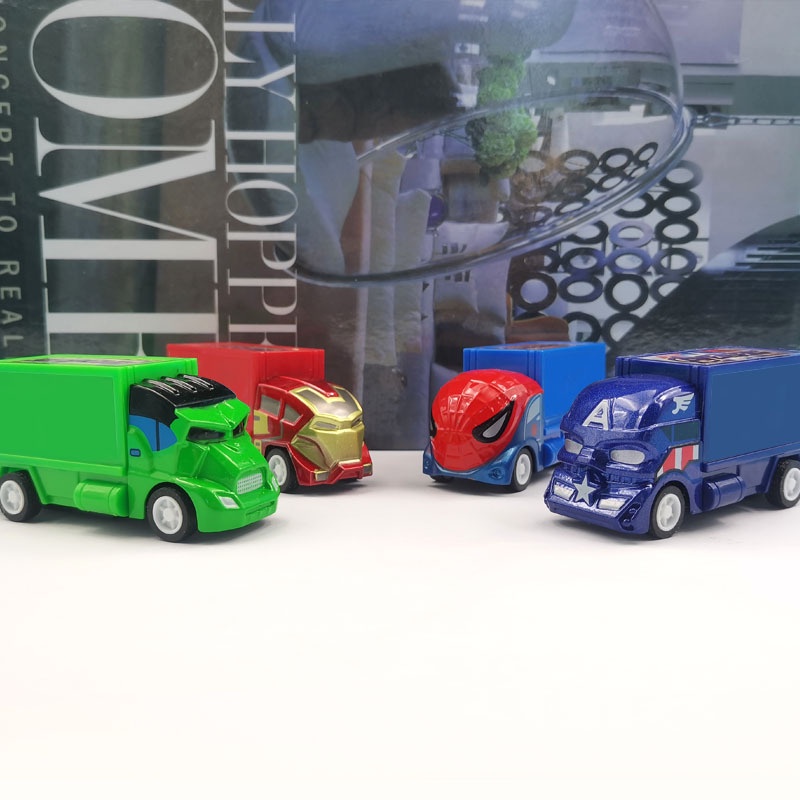 1pc Mainan Mobil Truk Pull-back Model Avengers / Captain America / Hulk / Ironman / Spiderman Untuk Anak Laki-Laki