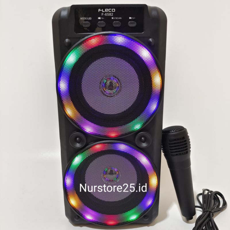 Speaker Bluetooth FLECO Karaoke F-6582 4 Inch Bonus Microphone Kabel Karaoke Radio TF Card BT AUX/Sa