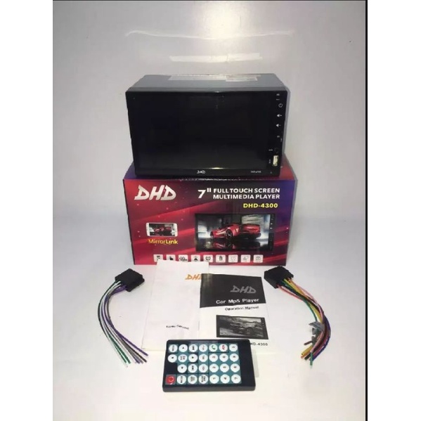 TV MOBIL DOUBEL DIN MP5 MIRROR LINK BLUETOOTH, AUDIO TV DHD 4300 FULL GLAS LAYAR SENTUH, TV MOBIL SU