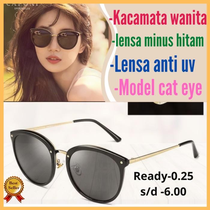 ORIGINAL-kacamata minus wanita lensa hitam permanen model cat eye cewe
