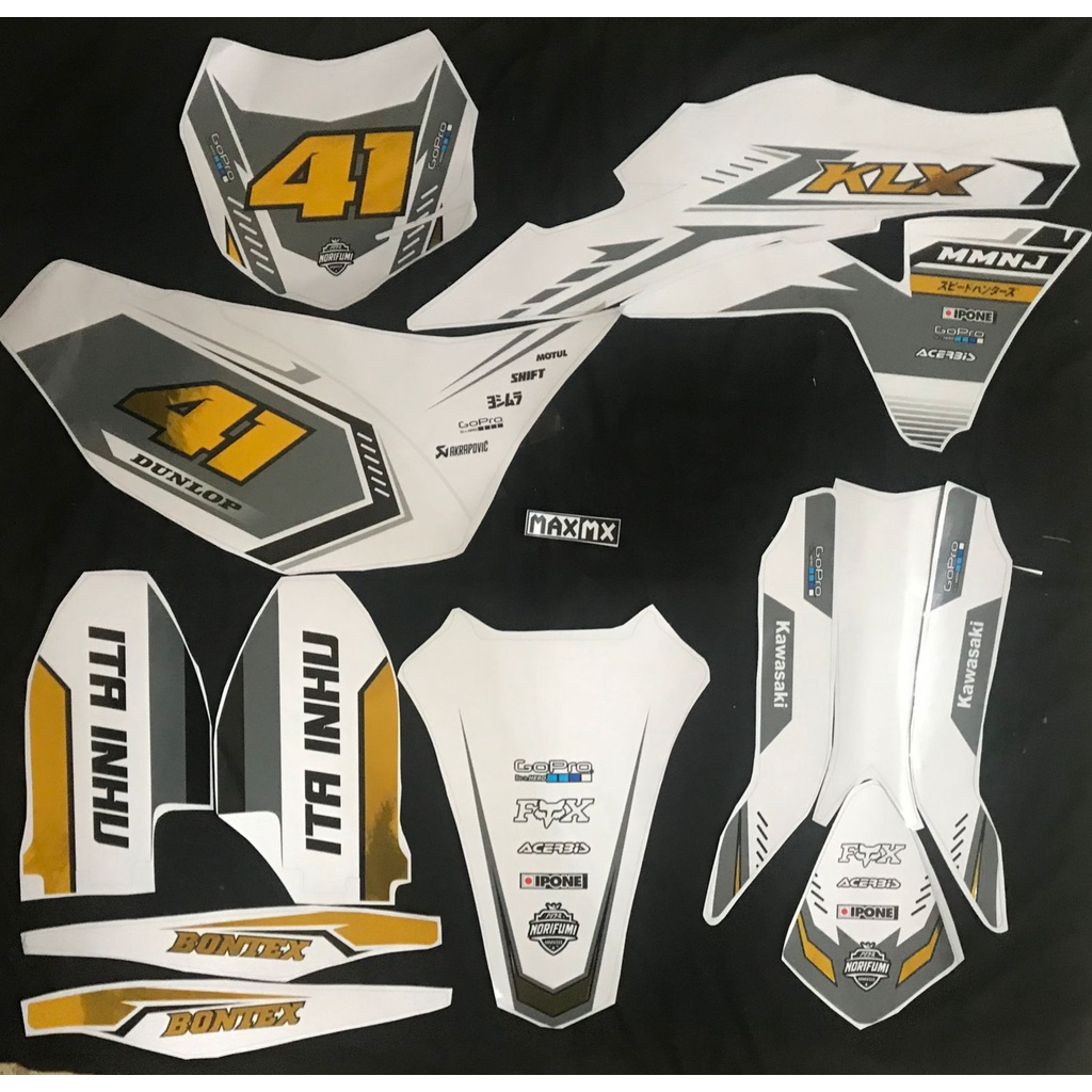 DECAL STIKER KLX GORDON DEKAL VARIASI STRIPING CUSTOM FULLBODY CUTTING GOLD