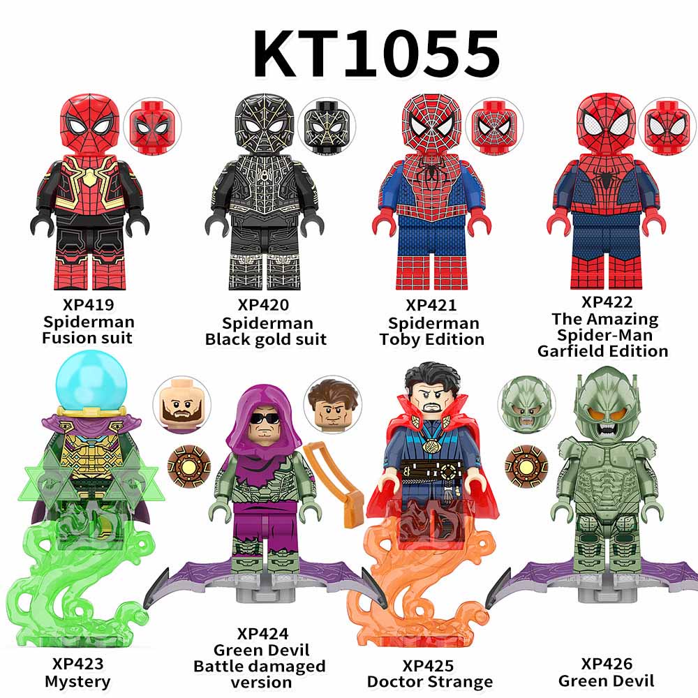 Spiderman minifigures Marvel building blocks KT1055 Doctor Strange Green Goblin Mainan minifigures