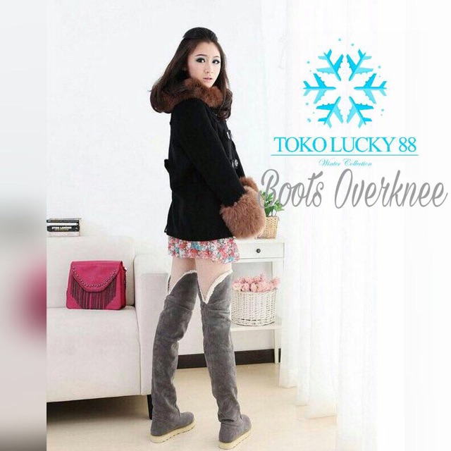 IMPORT Boots Overknee Sepatu Boots Panjang Selutut Winter Musim Dingin