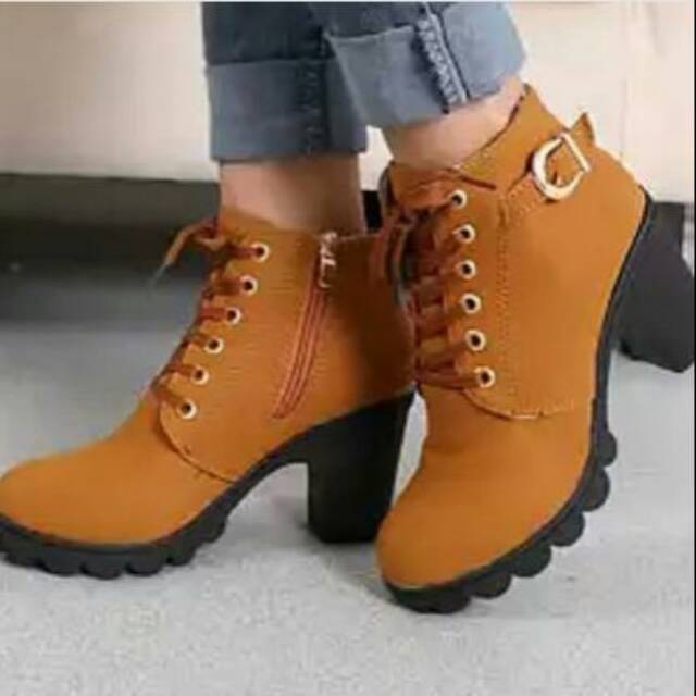 Sepatu heels boots wanita ankle boots musim dingin