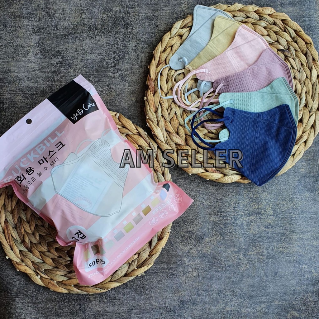 Masker Duckbill 3ply Garis Warna isi 50pcs