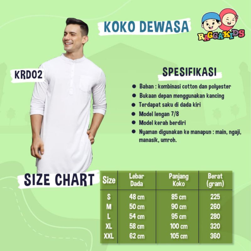 Setelan kurta kaos Kemeja koko Anak putih raggakids manasik haji | setelan koko dan celana free peci