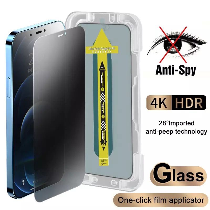(+PACKINGAN KOTAK) TEMPERED GLASS SUPERFIT ANTI SPY / BENING EASY INSTAL IPHONE 6 6G 6S 6+ 6S+ 7 7+ 8 8+ PLUS SE 2 2020 X XS MAX XR 11 12 13 14 PLUS PRO MAX Anti Gores Screen Protector Auto Matic