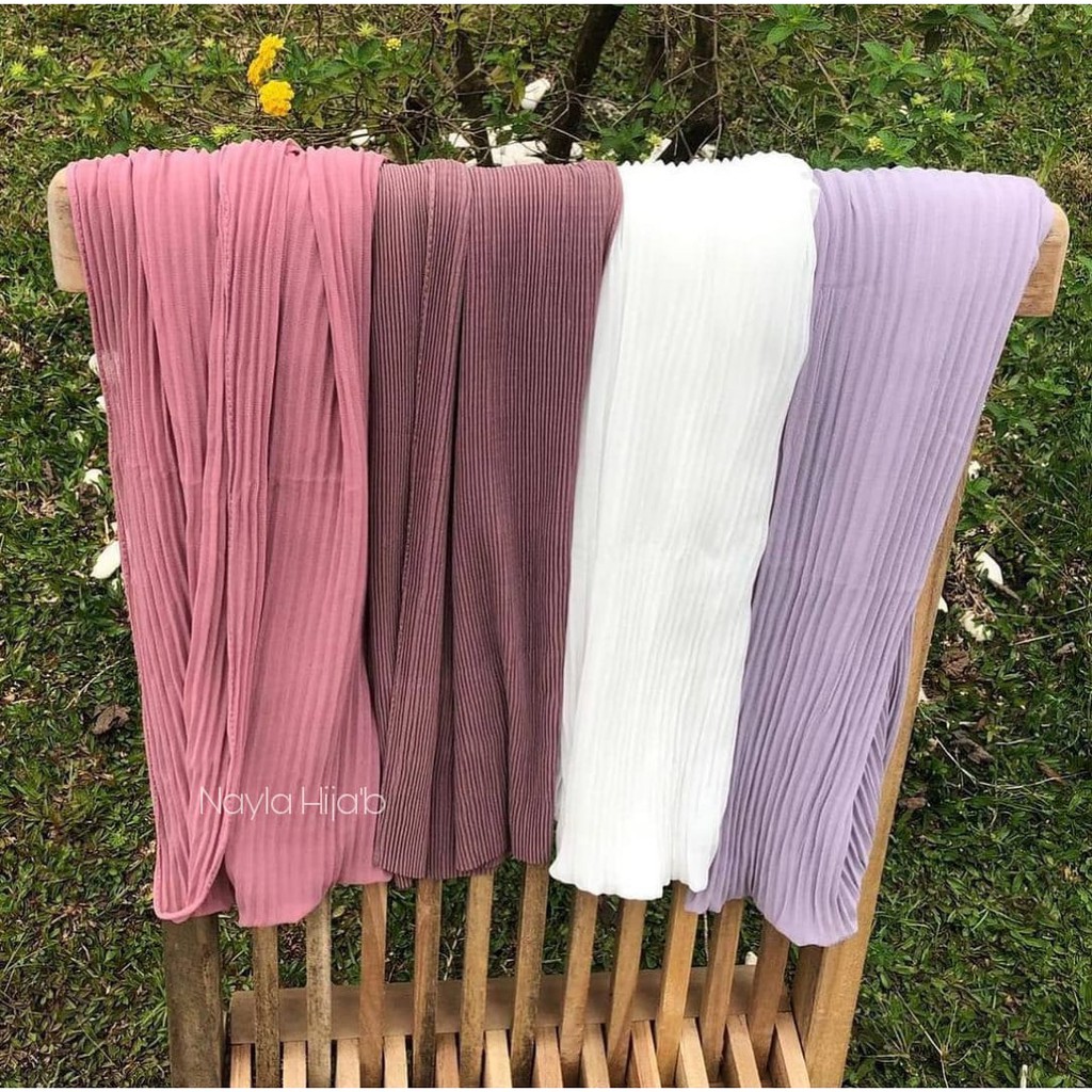 Pashmina Full Plisket Lidi Ceruty BabyDoll Hijab Pashmina Plisket Kerudung Plisket Termurah Nayla Hija'b