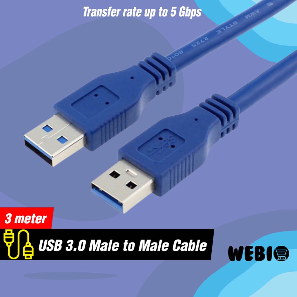 Kabel USB 3.0 Extension Male to Male 3M Sambungan Extender 3 Meter Ekstension Perpanjangan 3 M