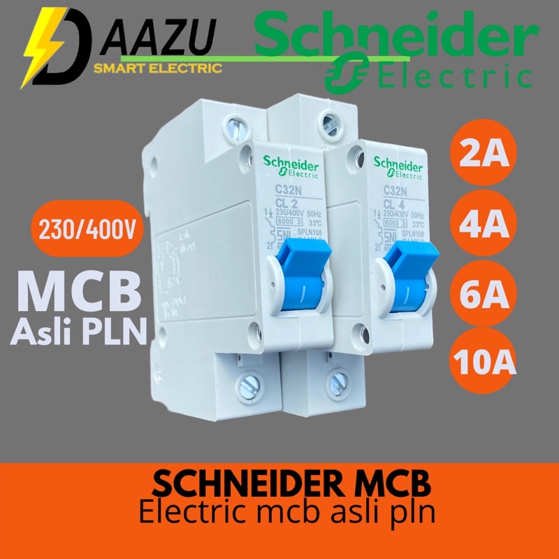 MCB LISTRIK SCHNEIDER 450w 900w 1300w 2200w MCB Schnaider 2a 4a 6a 10a Mcb listrik asli pln Mcb 2amp