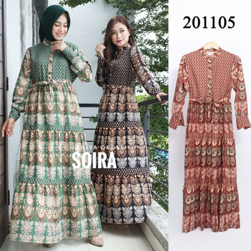 Dress bangkok haniya premium quality original soira / gamis bangkok import / 201105