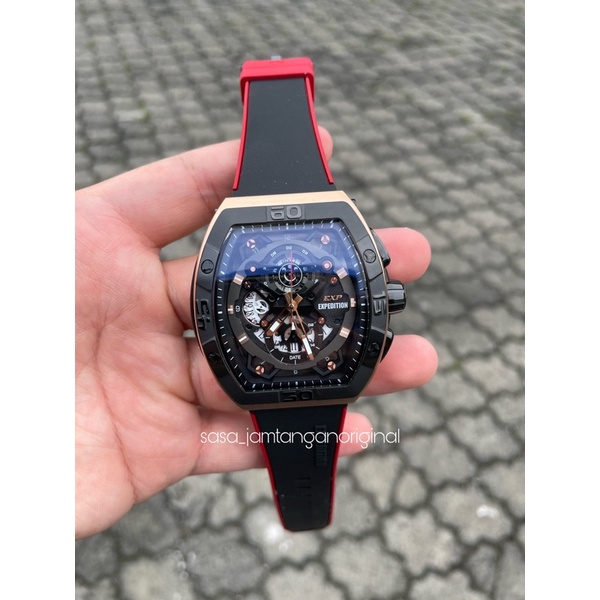 Jam Tangan Expedition EXP 6800 / E6800 Original Hitam Rosegold Pria