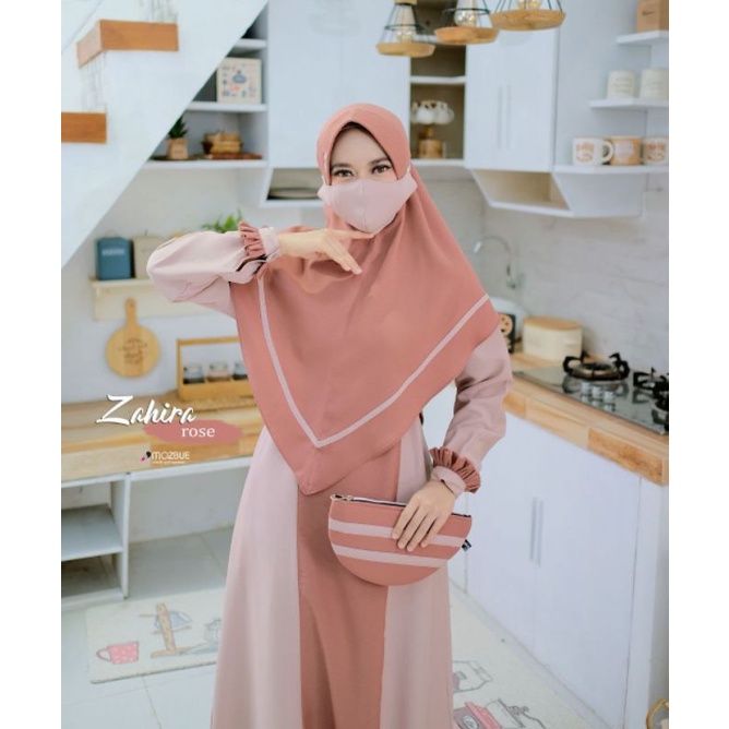 Zahira Set Syari / Set Syari By Mozbue / Set Syar'i Original Mozbue / Free Pouch Cantik