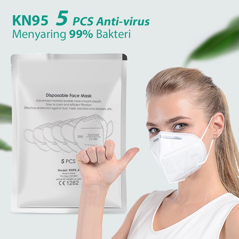 

Herbaay 5PCS/BAG Neutral Medical suppliers KN95 Masks Masker KN95 5ply Anti Virus/ Harga per 5pcs