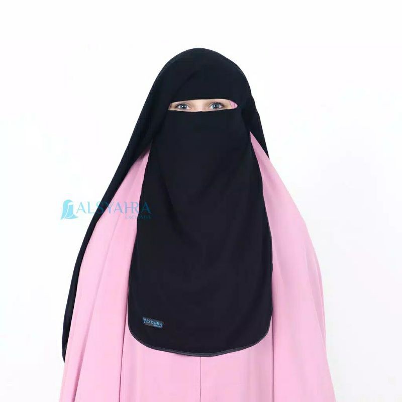 Niqab Yaman Bisban 2 Layer Size L Sifon Jetblack By Alsyahra Exclusive