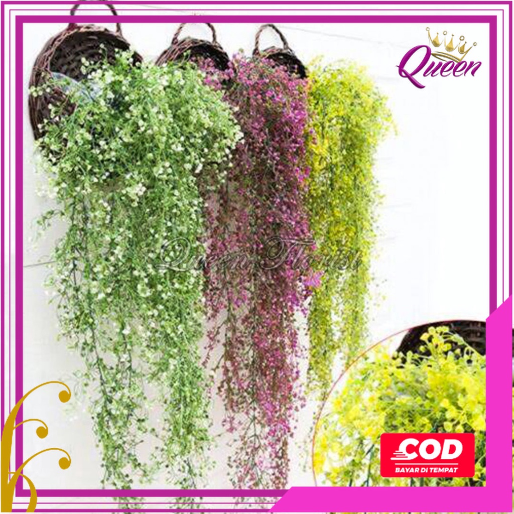 Daun anggrek juntai plastik /Bunga Rambat Tanaman Hias Gantung  Sintesis Lee kwan yew Ekaliptus/Gang