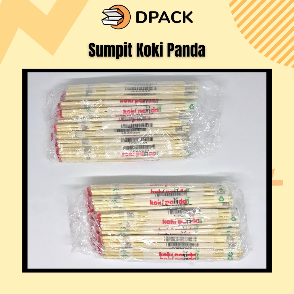 Sumpit Bambu Sumpit Steril Merk Koki Panda Isi 50 pasang + Tusuk Gigi