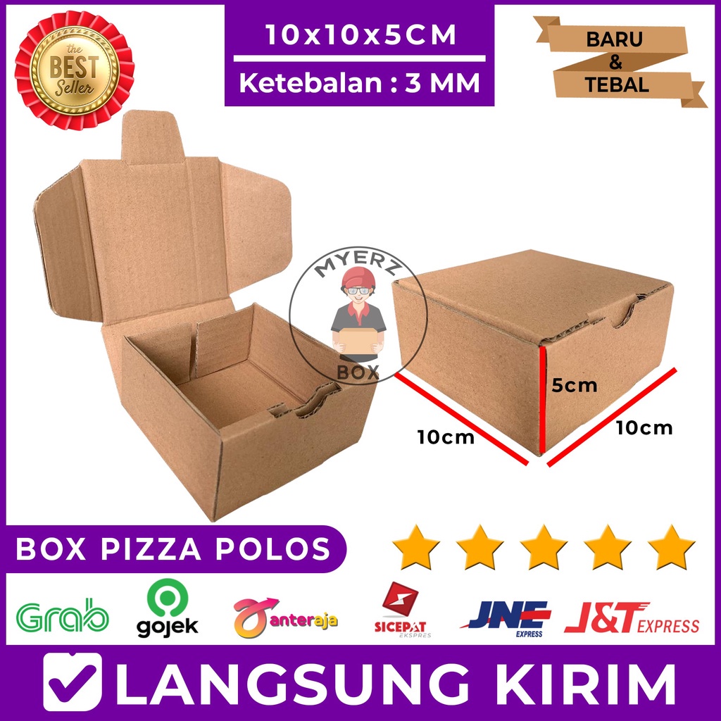

Kardus Die Cut Pizza Polos 10X10X5 Cm Single Wall, Tebal 3 MM