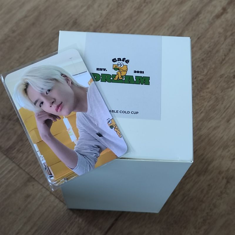 reusable tumbler - jeno nct dream // cafe 7dream photocard pc fullset full set cup 7 mug photo card 