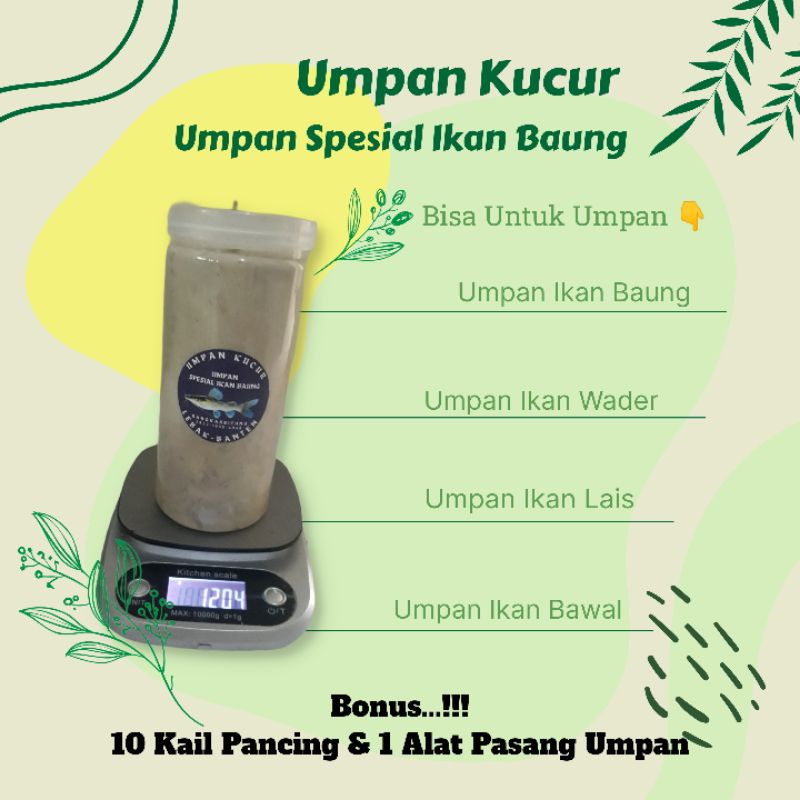 Kucur - Umpan Spesial Ikan Baung || 1200 Gram || Gratis 10 Kail Pancing Khusus Kucur