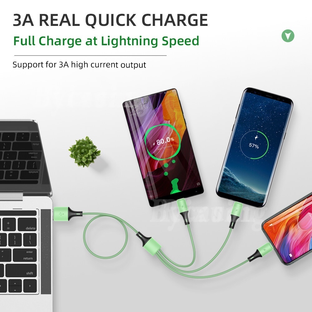 Rixuan Kabel Data / Charger USB Tipe-C / Micro USB 3in1 5A Fast Charging Untuk iPhone / Android