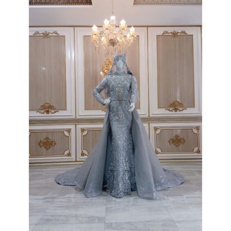 KEBAYA STORE21 GAUN  SLIM MODREN AKAR BEREKOR/BAJU PENGANTIN FULL PAYET   SPAN/GAUN AKAD