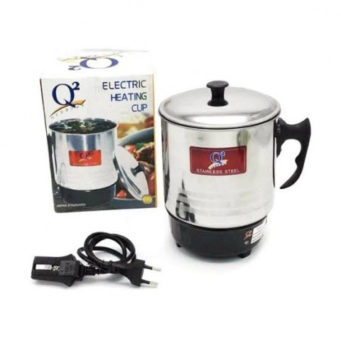 Q2 13cm Teko Listrik Pemanas Air Mug Panci Stainless Steel Electric Heating Cup kualitas bagus