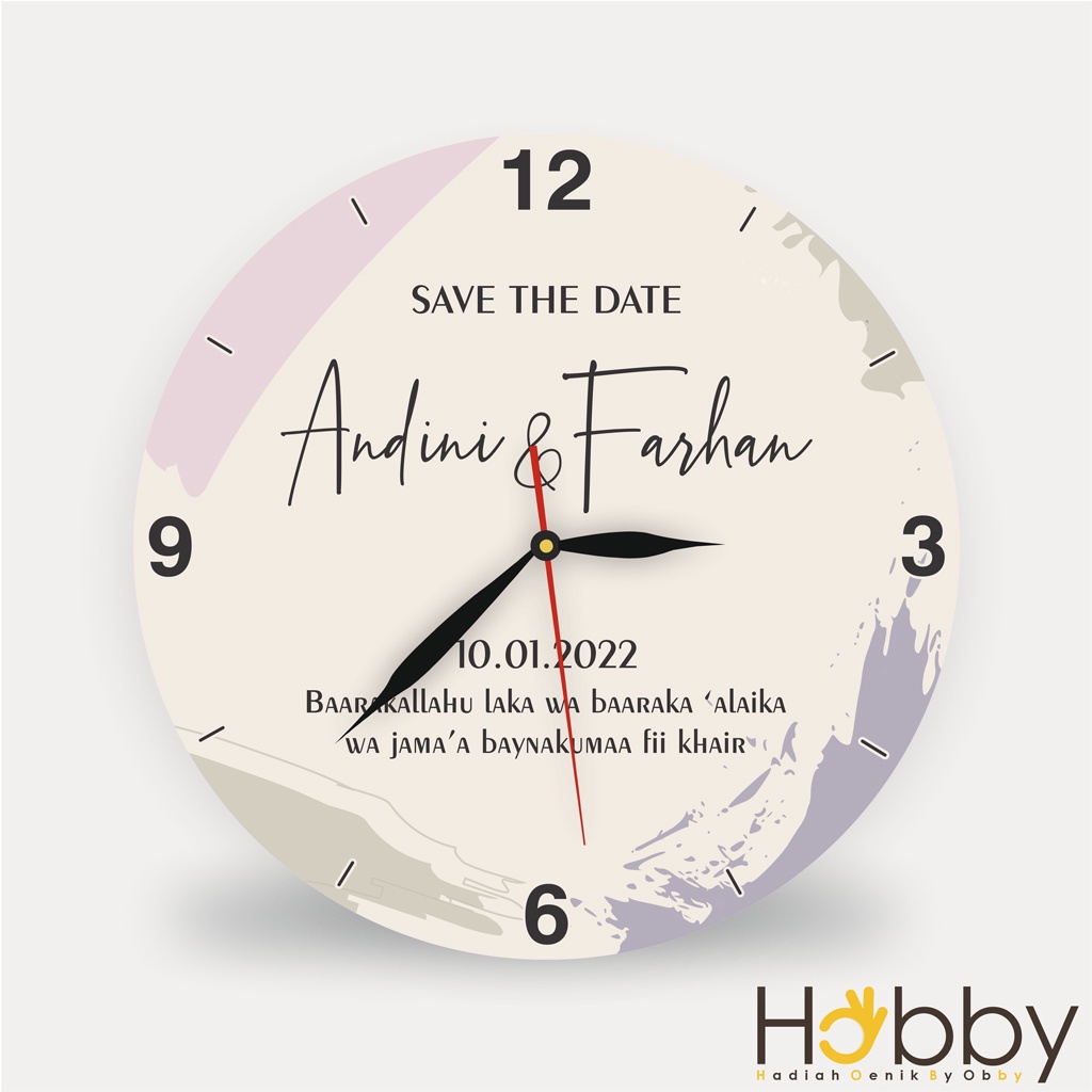 JAM DINDING KAYU CUSTOM NAMA TULISAN HADIAH NIKAHAN UNIK KADO WEDDING MEJA DUDUK PERNIKAHAN AESTETIK
