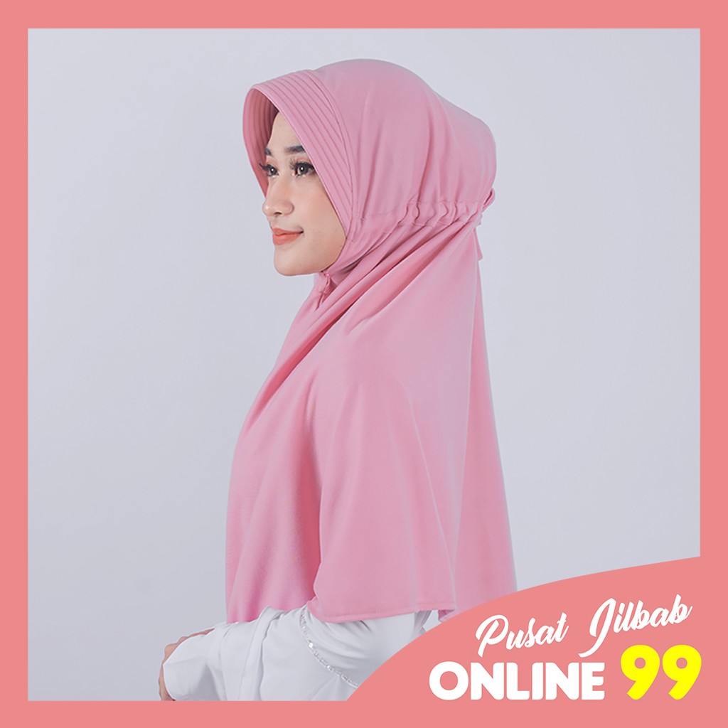 COD Terlaris (BISA COD) Jilbab Instan Serut Bersize - Hijab Santai Homestatis - Khimar Instan Kaos