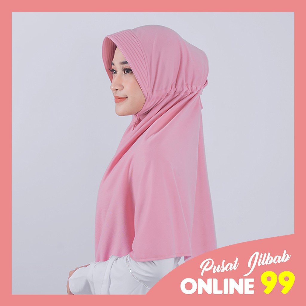 COD Terlaris (BISA COD) Jilbab Instan Serut Bersize - Hijab Santai Homestatis - Khimar Instan Kaos