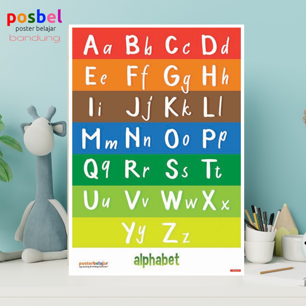 Poster abjad alphabet edukasi anak huruf besar dan kecil posbel tipe 18