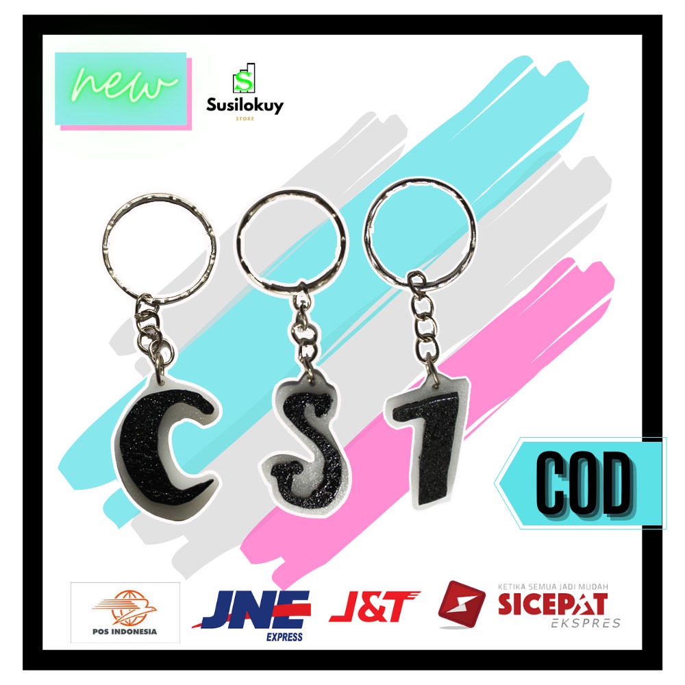 Gantungan Kunci Ganci Keychain Key Chain Keyring Key Ring Akrilik Motor Mobil Karakter Timbul Huruf 