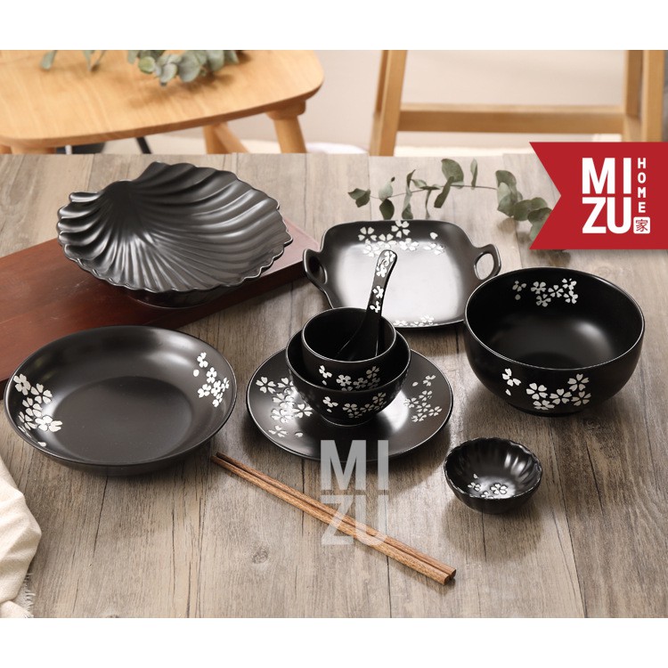 MIZU YOZAKURA Sakura Ceramic Tableware Dinnerware Set Piring Makan Mangkok Sumpit Sendok Cangkir-1